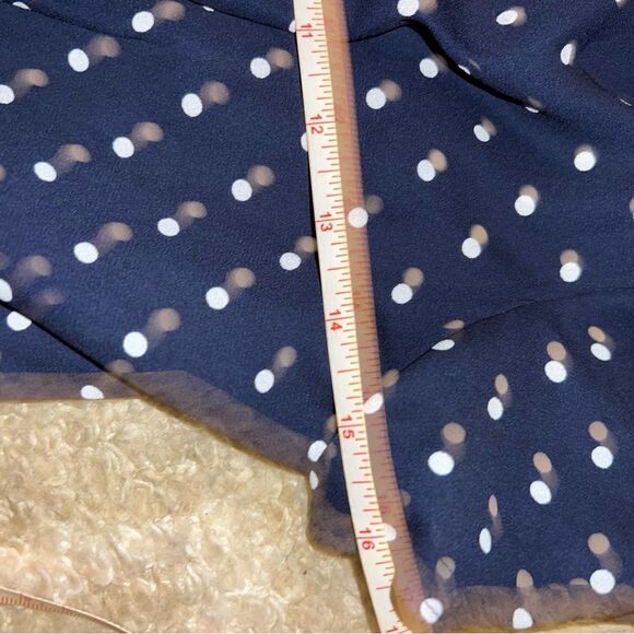 Express Navy Blue Polka Dot Midi Dress with Flutter Sleeve size S - Picture 3 of 8